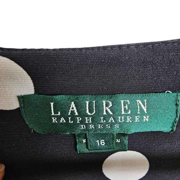 Lauren Ralph Lauren Womens Sheath Dress Classic Polka Dot Preppy Size 16 Stretch - Picture 5 of 7
